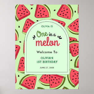 Zomer één in een meloen 1e verjaardag welkom  poster