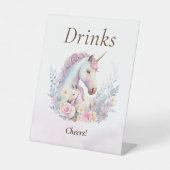 Zomer Eenhoorn Baby shower Drinken Reclamebord Met Voetstuk (Voorkant)