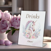 Zomer Eenhoorn Baby shower Drinken Reclamebord Met Voetstuk