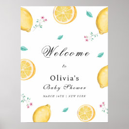 Zomer Elegant Citrus Baby shower Welkom Poster