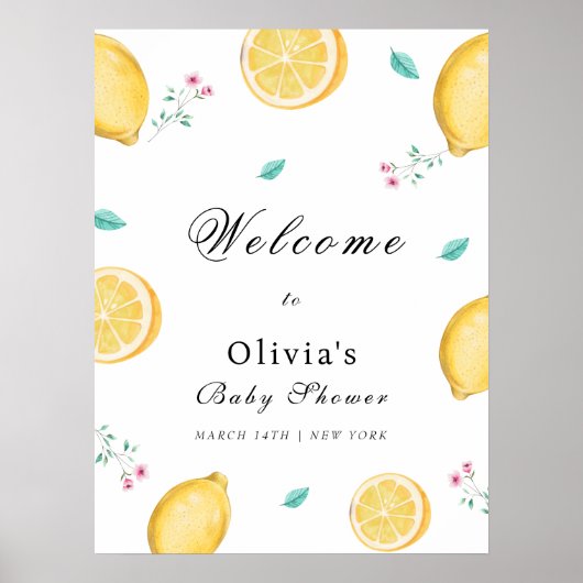 Zomer Elegant Citrus Baby shower Welkom Poster (Voorkant)