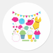 Zomer Elementen Tropisch Strandfeest Ronde Sticker (Voorkant)