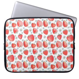 Zomer en helder aardbeipatroon in de zomer. Waterw Laptop Sleeve
