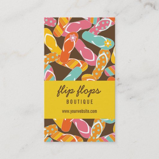 Zomer en leuke kleurrijke strand Teenslippers patr Visitekaartje (Voorkant)