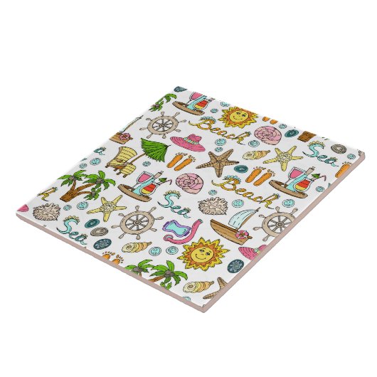Zomer- en strandpatronen tegeltje (Zijkant)