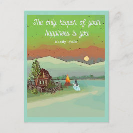 ZOMER ENERGIE met hutten zon blauwe lucht en een m Briefkaart