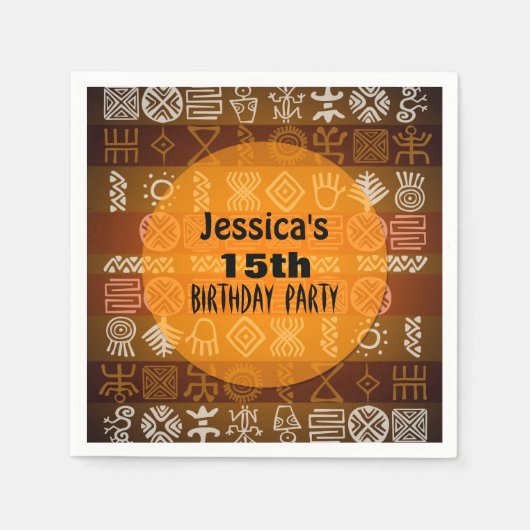 Zomer Etnische 15e Verjaardagspartij Papieren serv Servet (Voorkant)