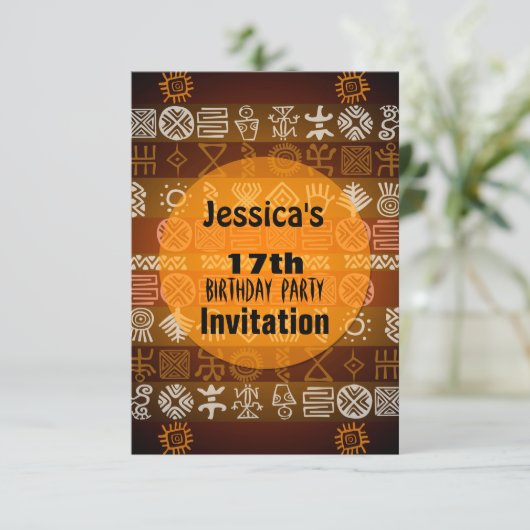 Zomer Etnische 17e Verjaardag Uitnodiging (Staand voorkant)