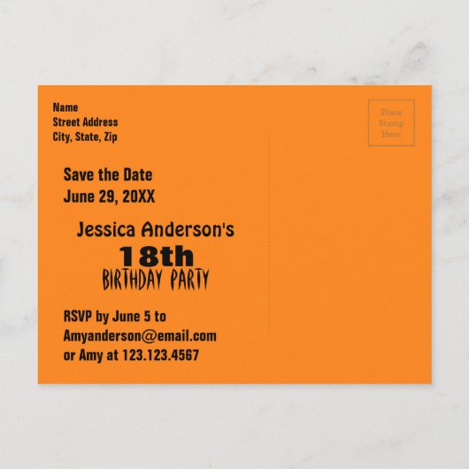 Zomer Etnische 18e Verjaardag Save the Date Aankondigingskaart (Achterkant)