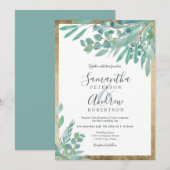 Zomer Eucalyptus bloemen waterverf gouden bruiloft Kaart (Voorkant / Achterkant)