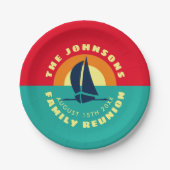 Zomer familie reünie meerfeest aangepaste naam papieren bordje (Voorkant)