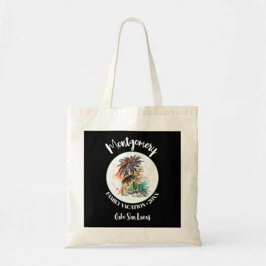 Zomer Familie Vakantie Zwart Tote Bag (Voorkant)