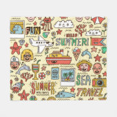 Zomer Feestdagen Reizen Doodle Set Fleece Deken (Voorkant (Horizontaal))