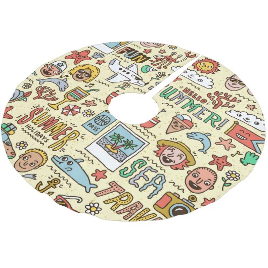 Zomer Feestdagen Reizen Doodle Set Kerstboom Rok (Gekanteld)