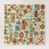 Zomer Feestdagen Reizen Doodle Set Legpuzzel (Horizontaal)