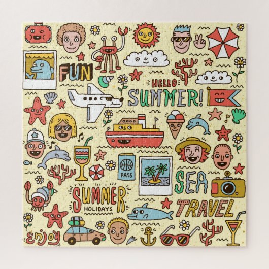 Zomer Feestdagen Reizen Doodle Set Legpuzzel (Verticaal)