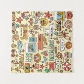 Zomer Feestdagen Reizen Doodle Set Wandkleed (Voorkant (horizontaal))