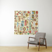 Zomer Feestdagen Reizen Doodle Set Wandkleed (In Situ (horizontaal))