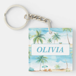 Zomer Feestdagen Strand Palmbomen - Gepersonalisee Sleutelhanger