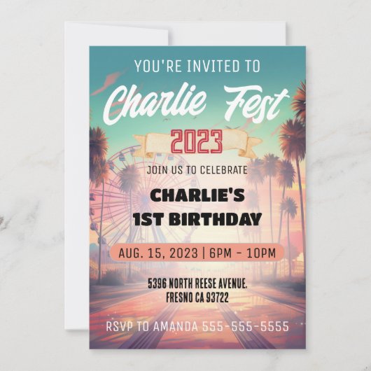 Zomer Festival Verjaardag Party Uitnodiging (Voorkant)