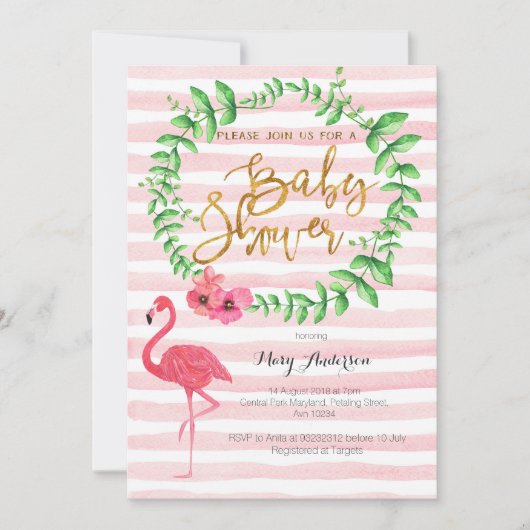 Zomer Flamingo Baby Shower uitnodiging (Voorkant)