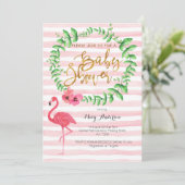 Zomer Flamingo Baby Shower uitnodiging (Staand voorkant)