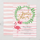 Zomer Flamingo Baby Shower uitnodiging (Voorkant / Achterkant)