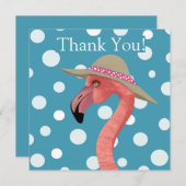 Zomer Flamingo | Blauwe polka stippen dank u (Voorkant / Achterkant)