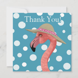 Zomer Flamingo   Blauwe polka stippen dank u