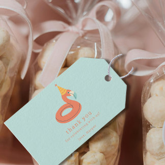 zomer flamingo drijver kids verjaardag zwembad fee cadeaulabel