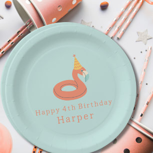 zomer flamingo drijver kids verjaardag zwembad fee papieren bordje