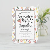 Zomer Flamingo Hand Getekende Doodles Kaart (Staand voorkant)