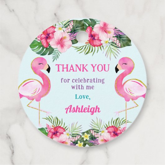 Zomer Flamingo Verjaardagsfeestje Dank u Bedankjes Labels (Achterkant)