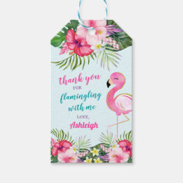 Zomer Flamingo Verjaardagsfeestje Dank u Cadeaulabel
