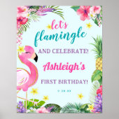 Zomer Flamingo Verjaardagsfeestje Welkomstbord Poster (Voorkant)