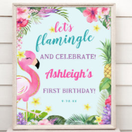 Zomer Flamingo Verjaardagsfeestje Welkomstbord Poster