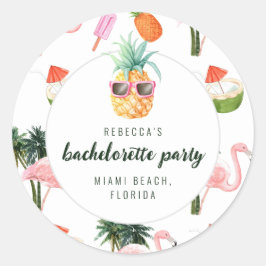 Zomer Flamingo Zwembad Feest Bachelorette Feest Ronde Sticker
