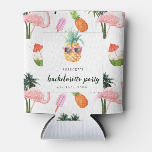 Zomer Flamingo Zwembad Party Bachelorette Party Blikjeskoeler (Voorkant)