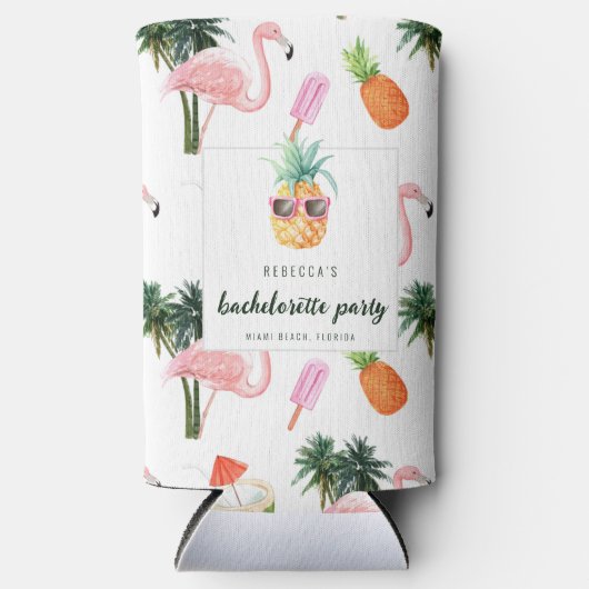 Zomer Flamingo Zwembad Party Bachelorette Party Seltzer Blikjeskoeler (Voorkant)