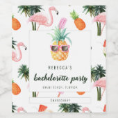 Zomer Flamingo Zwembad Party Bachelorette Party Wijn Etiket (Enkel label)