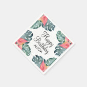 Zomer Flora Roze Anthurium & Monstera Verjaardag Servet (Hoek)