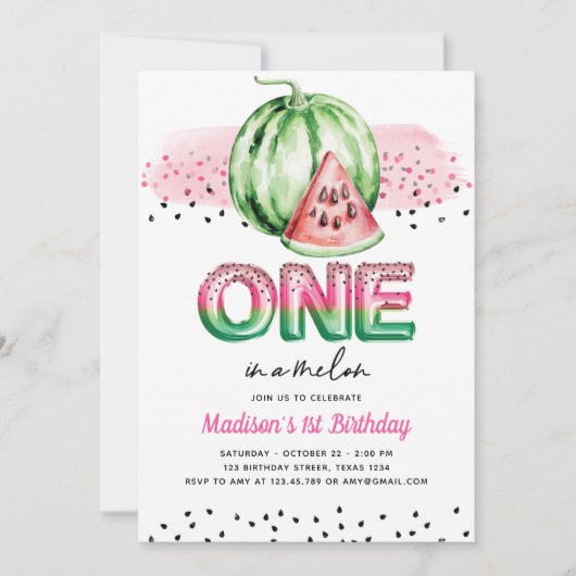 Zomer Folie Ballonbrieven Melon Eerste Verjaardag Kaart (Voorkant)