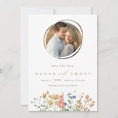 Zomer Foto Bruiloft met Wilde Bloemen Save The Date (Voorkant)