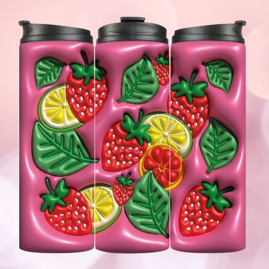 Zomer fruit 3D Opgeblazen Effect Tumbler Thermosbeker