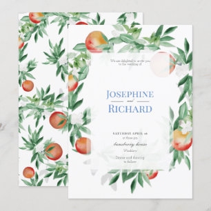 Zomer Fruit border, huwelijksuitnodiging Kaart