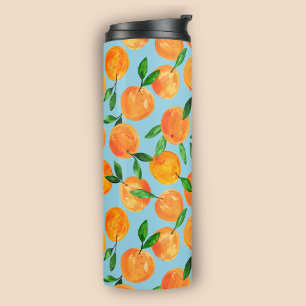 Zomer fruit citrus sinaasappels patroon thermosbeker
