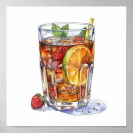 Zomer Fruit Cocktail Art Poster