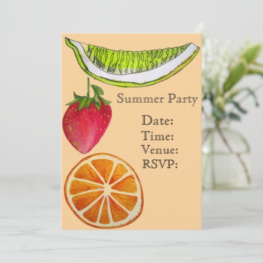 Zomer fruit cocktail tuin feest viering kaart (Staand voorkant)