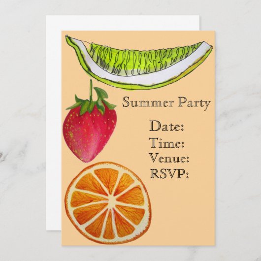 Zomer fruit cocktail tuin feest viering kaart (Voorkant / Achterkant)