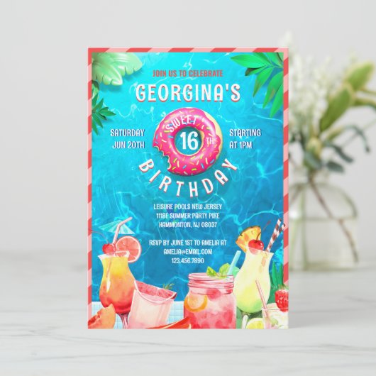 Zomer Fruit Dranken Zoete 16 Verjaardagsfeestje Kaart (Staand voorkant)